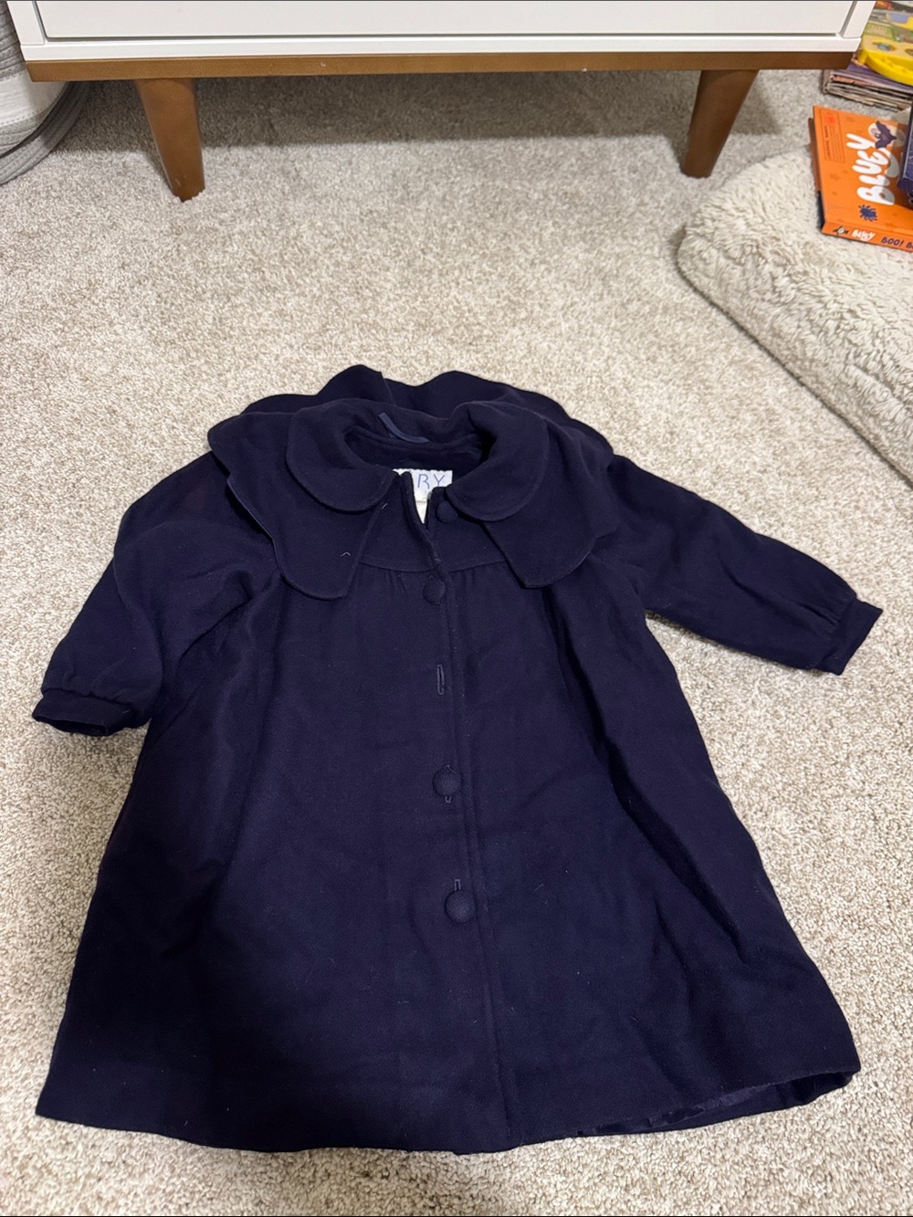 Vintage Navy Kids' Coat with Peter Pan Collar